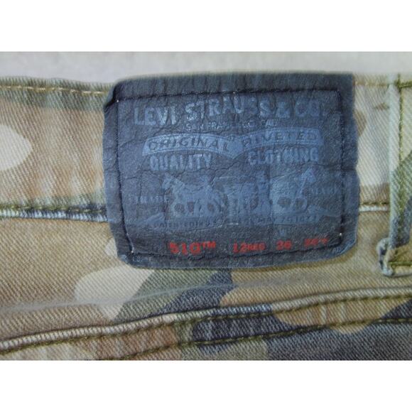 Levi’s 510 Jeans Kids 12 Regular 26X26.5 Olive Cloud Camo Denim‎ Skinny Fit - Picture 3 of 10